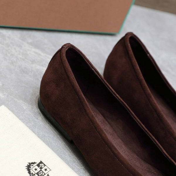 Classic Ballet Shoes In Brown Suede
