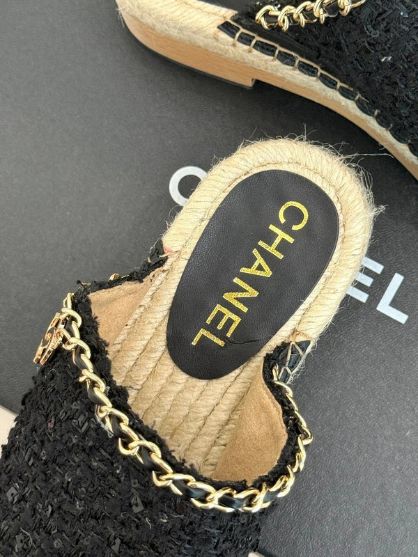 CC Mules 25ss 30 Mm In Black Lambskin Mix Tweed