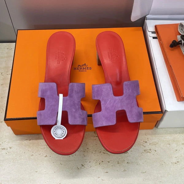 HM 26ss Oran Sandals 45 Red Purple Suede Cowhide 607214