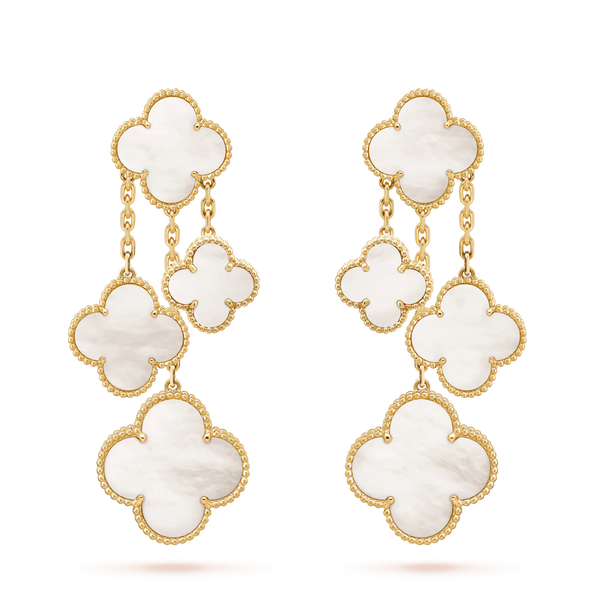 CLOVER WHITE MOP 4 MOTIFS GOLD