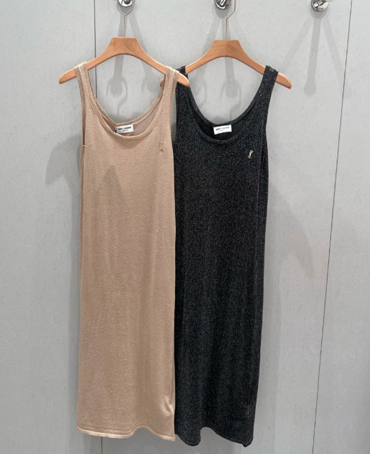 YSL 25 Abito gilet in maglia con scollo rotondo in viscosa e poliestere 210355