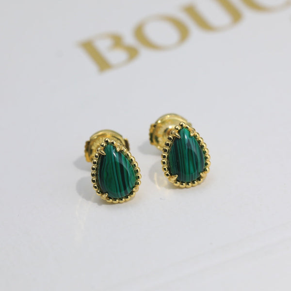 ORECCHINI A PERNO IN ORO MALACHITE BOHEME