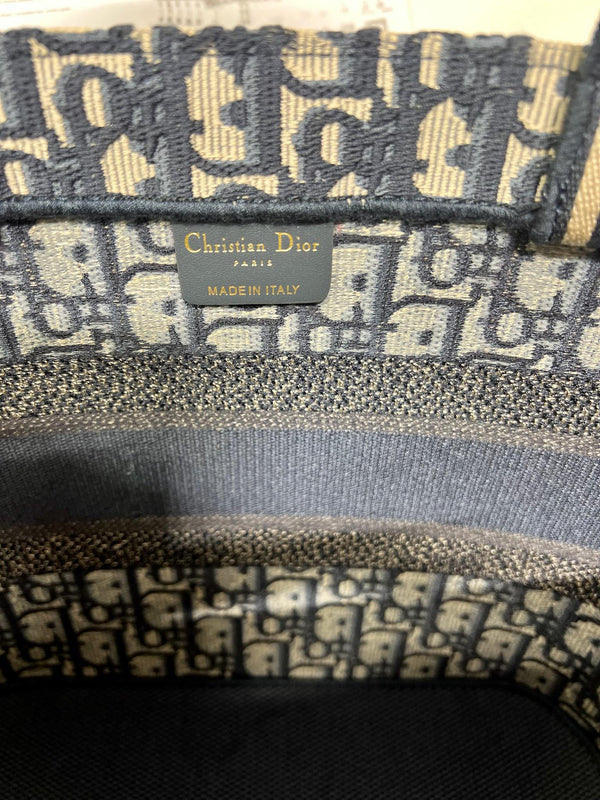 CD NUOVA BORSA CESTINO RICAMO OBLIQUO BLU