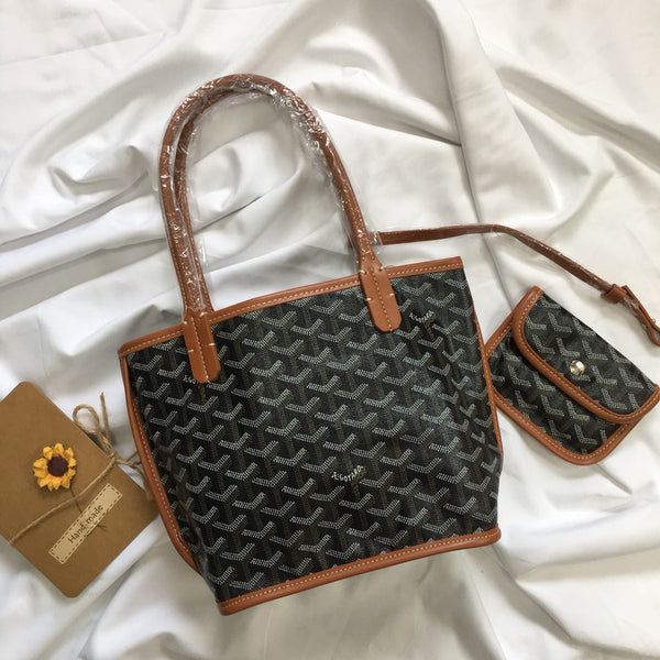 MINI HOBO BOHEME 38CM TELA NERA E MARRONE CHIARO