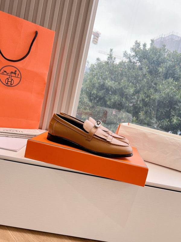 Destin Loafer Brown Goatskin with Fringe Detail