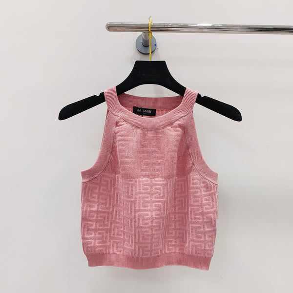 Top in maglia con monogramma PB