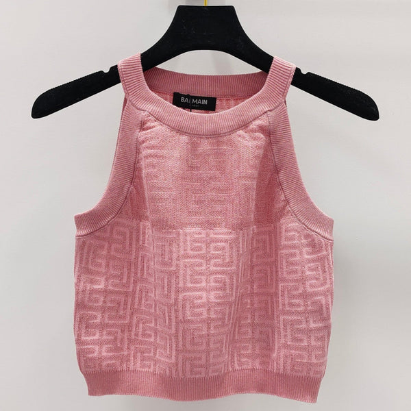 Top in maglia con monogramma PB