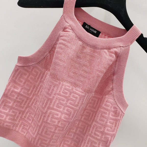 Top in maglia con monogramma PB