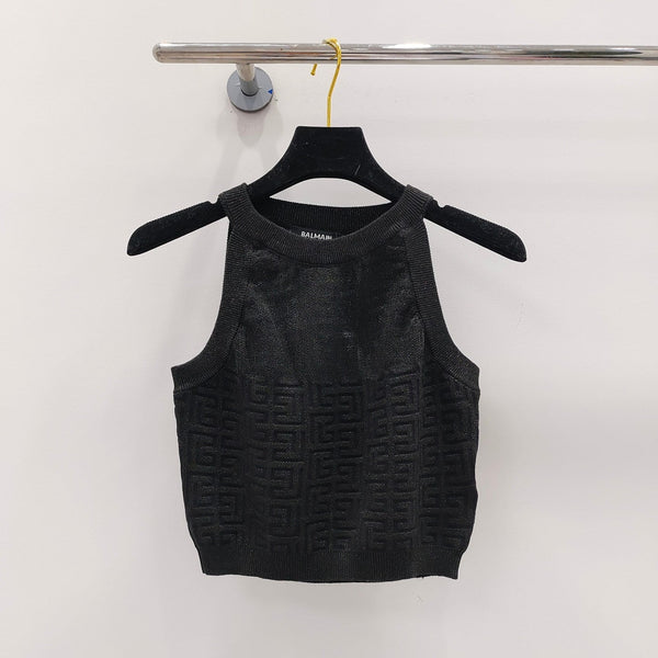 Top in maglia con monogramma PB
