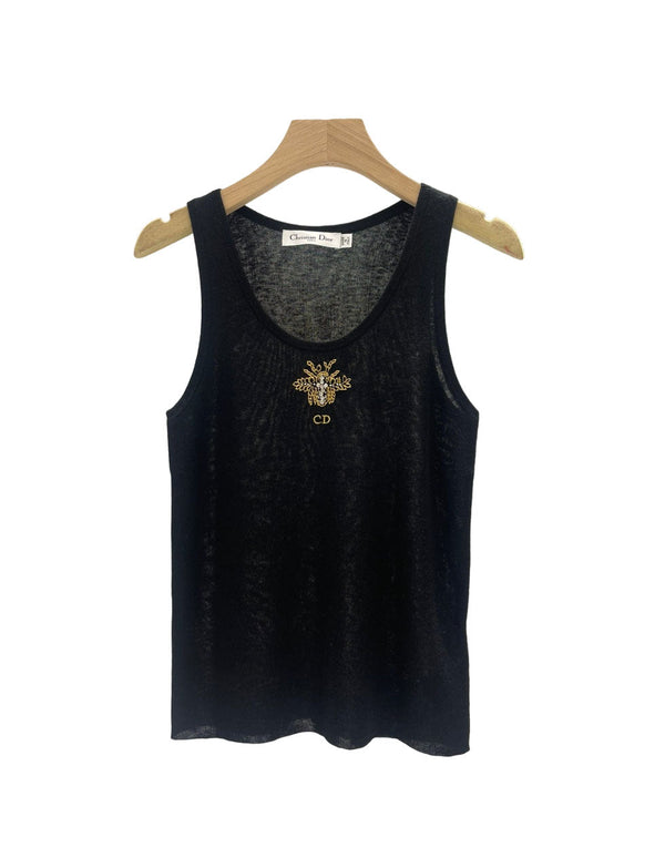 Gilet in maglia ricamato con CD