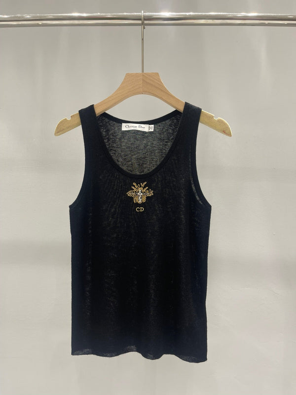 Gilet in maglia ricamato con CD