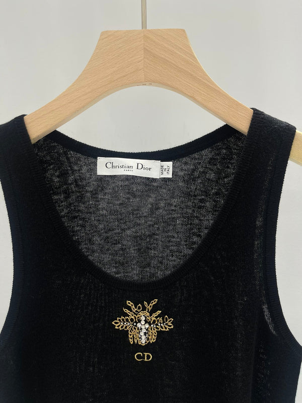 Gilet in maglia ricamato con CD