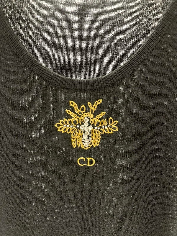 Gilet in maglia ricamato con CD
