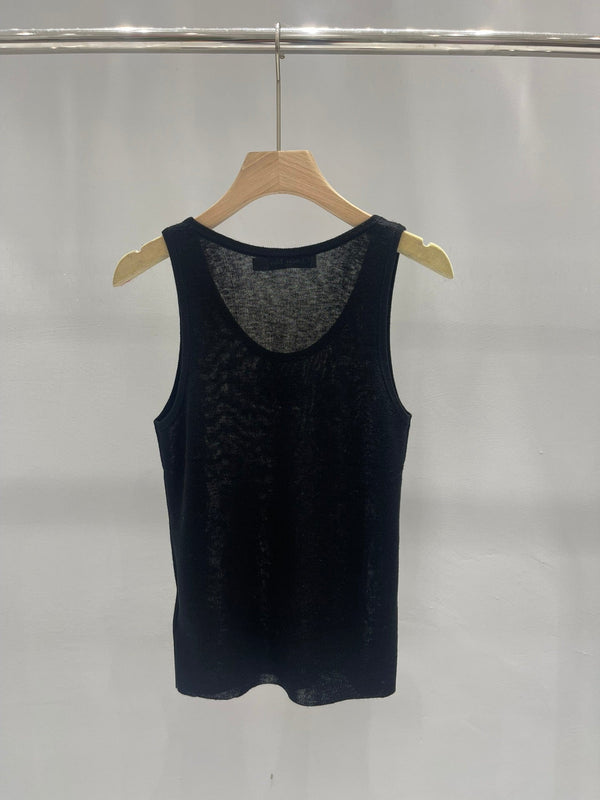 Gilet in maglia ricamato con CD