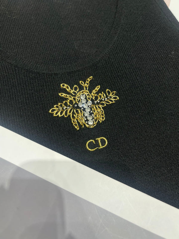 Gilet in maglia ricamato con CD