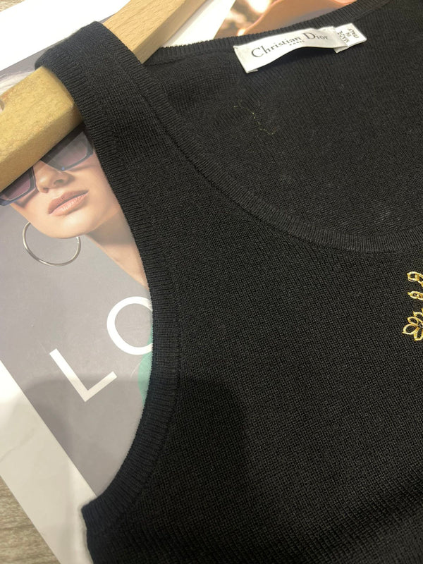 Gilet in maglia ricamato con CD