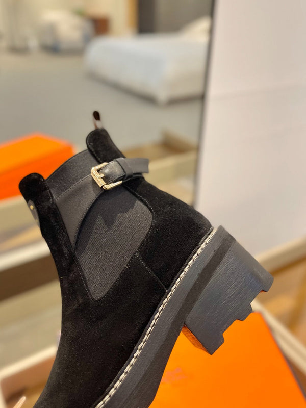Stivaletto LV Beaubourg in pelle scamosciata nera 100mm