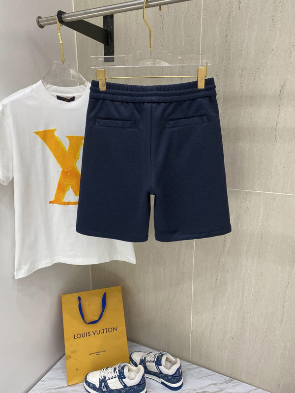 LV CASUAL SHORTS NAVY BLUE COTTON STRETCH FABRIC 239611