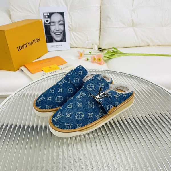 LV Mule Blue Monogram Lambskin