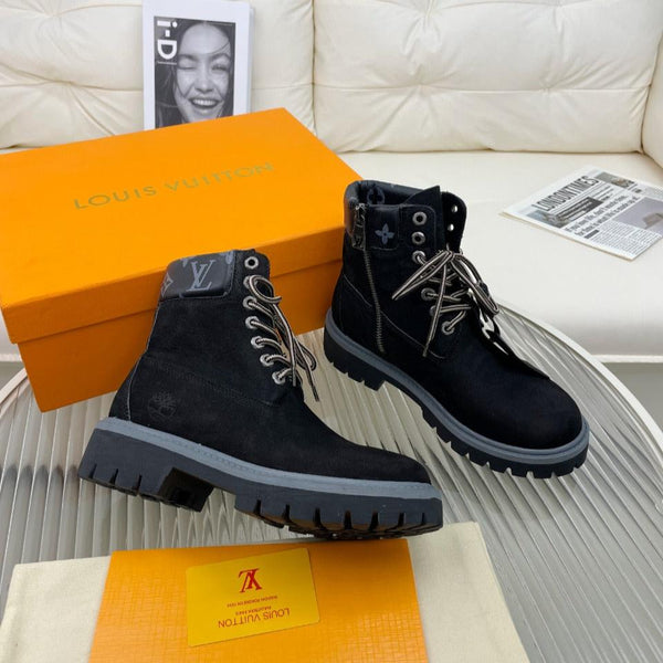Stivaletto LV x Timberland in pelle nabuk nera da 50 mm