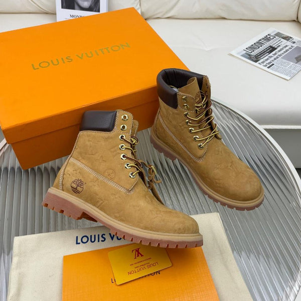 Stivaletto alla caviglia LV x Timberland 6-In 50mm in pelle nabuk monogrammata marrone giallo