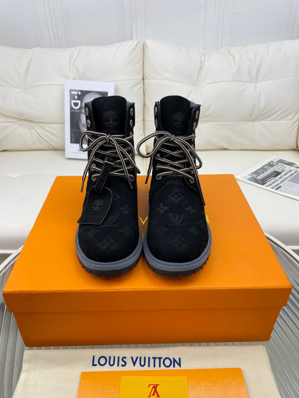 Stivaletto alla caviglia LV x Timberland 6-In 50mm in pelle nabuk monogramma nera
