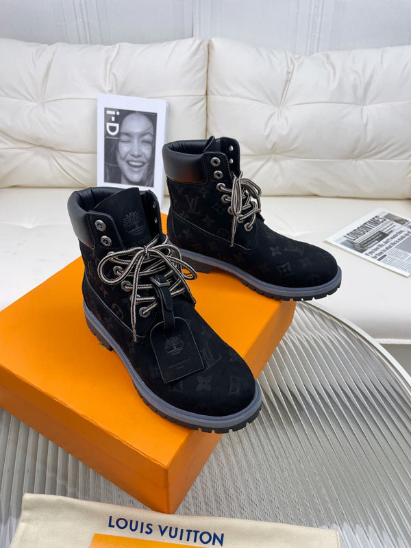 Stivaletto alla caviglia LV x Timberland 6-In 50mm in pelle nabuk monogramma nera
