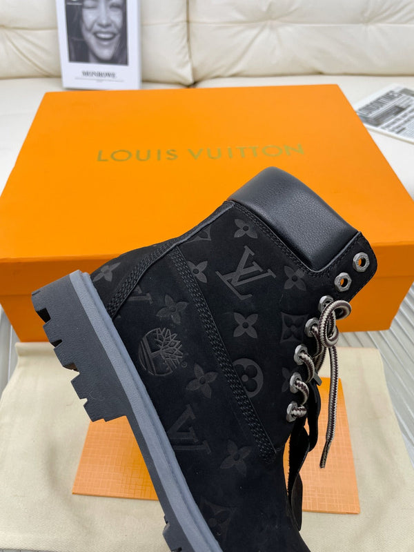 Stivaletto alla caviglia LV x Timberland 6-In 50mm in pelle nabuk monogramma nera
