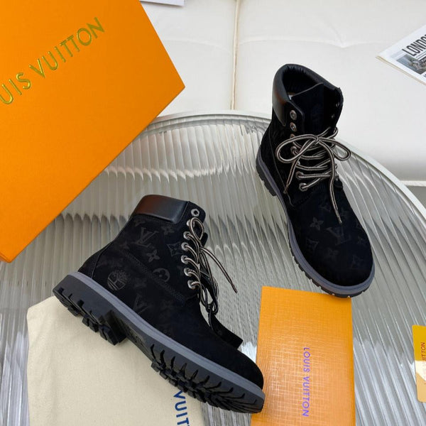 Stivaletto alla caviglia LV x Timberland 6-In 50mm in pelle nabuk monogramma nera