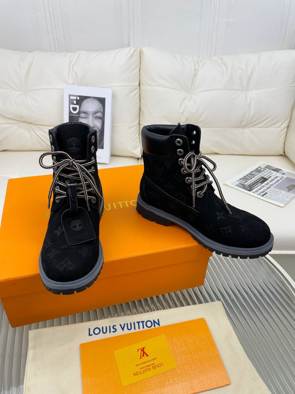 Stivaletto alla caviglia LV x Timberland 6-In 50mm in pelle nabuk monogramma nera