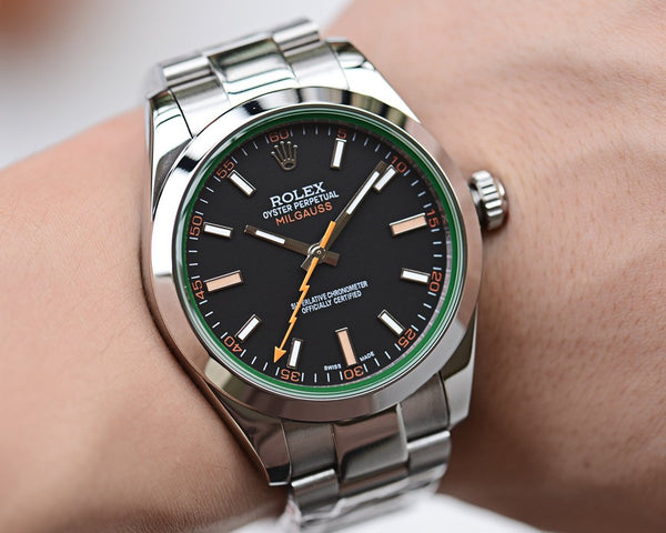 MILGAUSS ACCIAIO INOSSIDABILE QUADRANTE NERO BLU ARANCIONE 