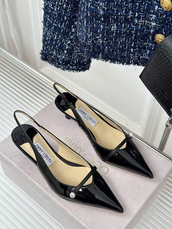Jimmy Choo 65mm High Heel Slingback Pumps in Black Patent Leather