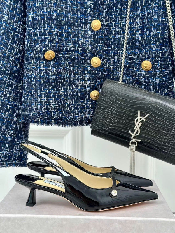 Jimmy Choo 65mm High Heel Slingback Pumps in Black Patent Leather