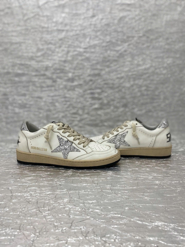 Sneakers GGDB Ball Star in nappa bianca con glitter e stella