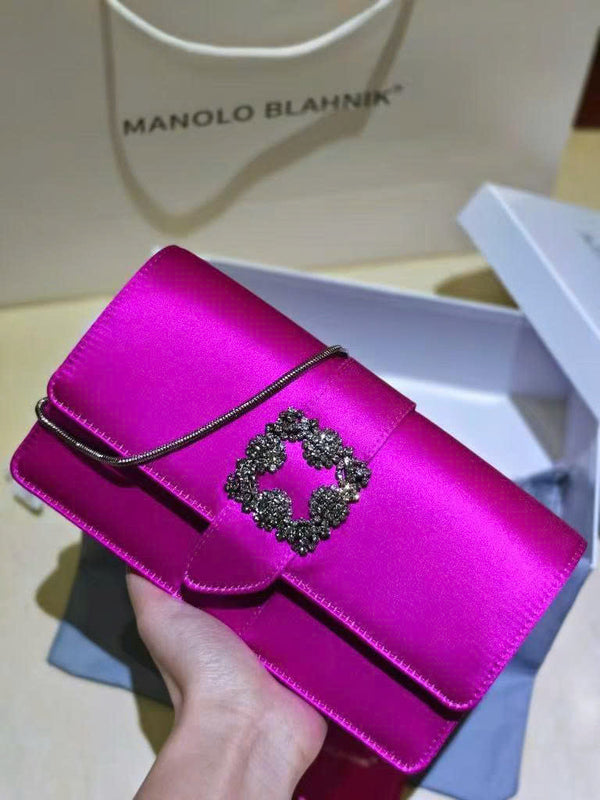 Manolo Capri embellished satin clutch in purple